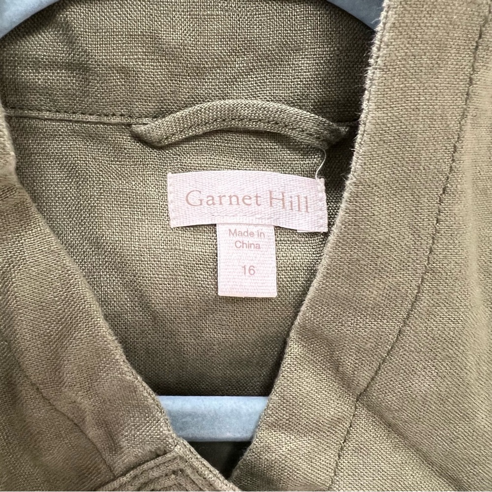 Garnet Hill Relaxed Linen Top Coat Jacket Green Size 16 - Picture 12 of 16